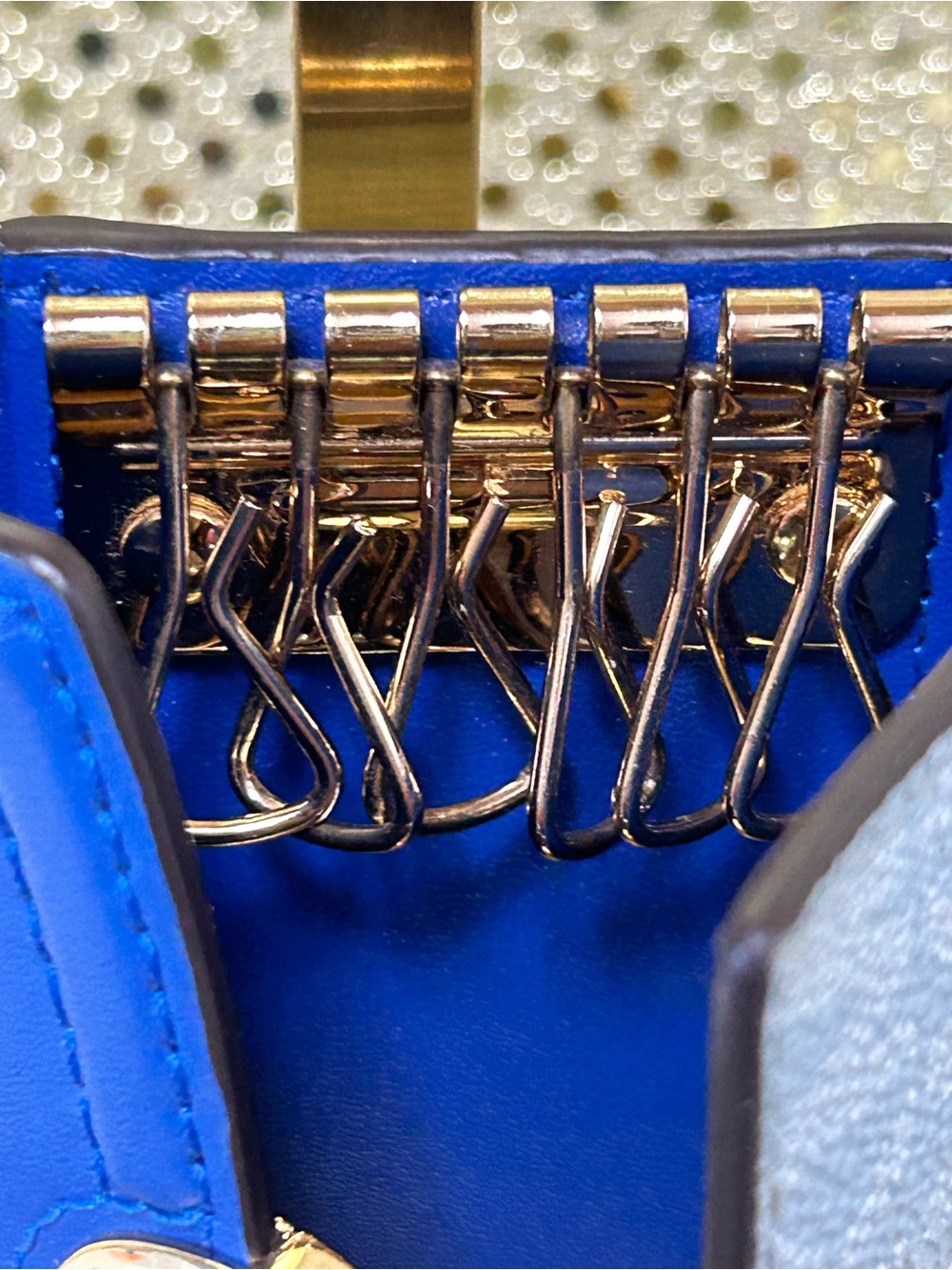 Michael Kors Royal Blue Leather and Light Blue Monogram Key Holder Card Case - Picture 7 of 14
